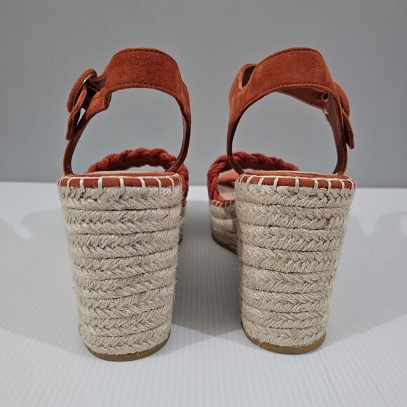 NEW Veronica Beard Reema Sandal Woven Espadrille Wedge Orange Leather - Picture 9 of 13